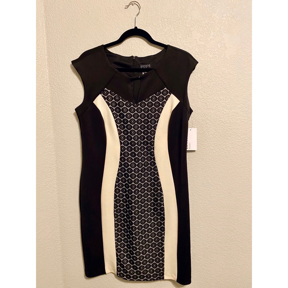 SOLD NWT Black and Cream Lace Cutout Dress